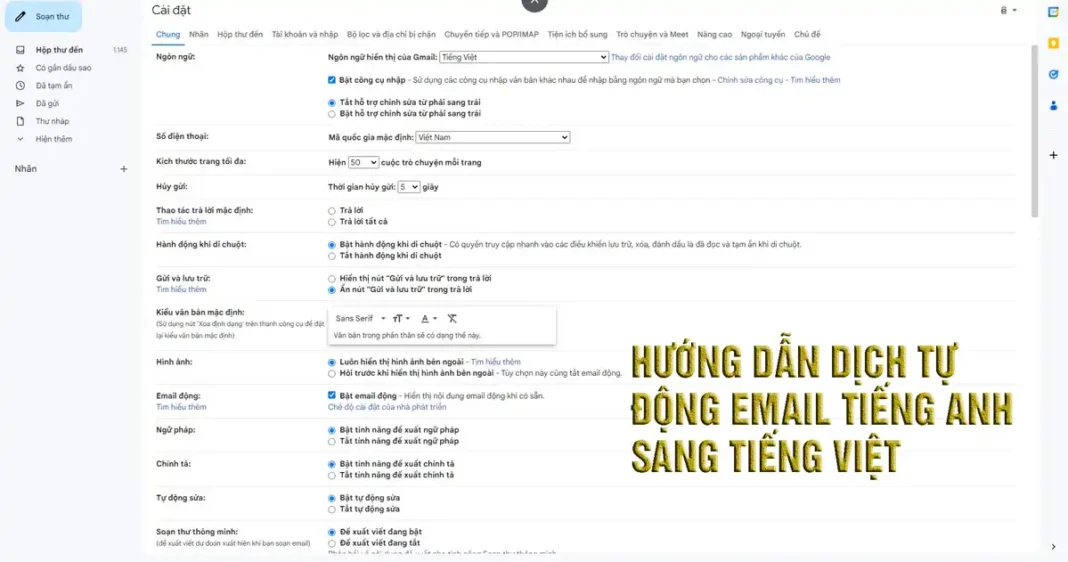 HƯỚNG DẪN DỊCH TỰ ĐỘNG EMAIL TIẾNG ANH SANG TIẾNG VIỆT