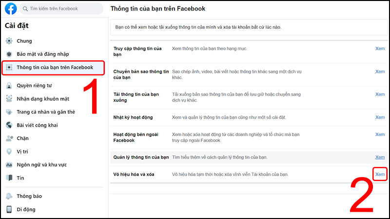 HƯỚNG DẪN KHÓA TÀI KHOẢN FACEBOOK TẠM THỜI HOẶC VĨNH VIỄN