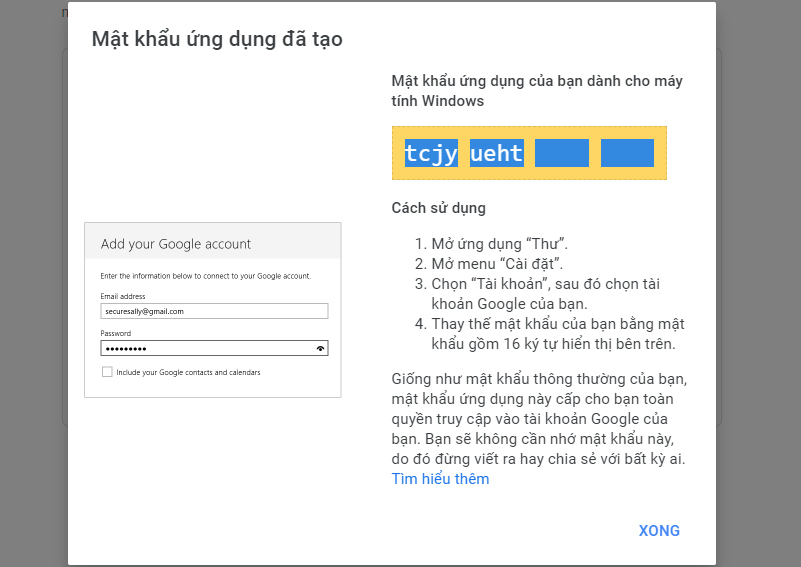 HƯỚNG DẪN TẠO MẬT KHẨU ỨNG DỤNG GMAIL