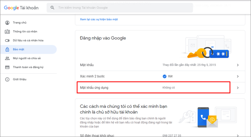 HƯỚNG DẪN TẠO MẬT KHẨU ỨNG DỤNG GMAIL