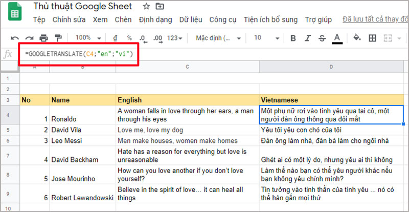 NHỮNG THỦ THUẬT GOOGLE SHEETS BẠN CẦN BIẾT