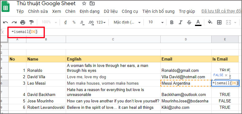 NHỮNG THỦ THUẬT GOOGLE SHEETS BẠN CẦN BIẾT