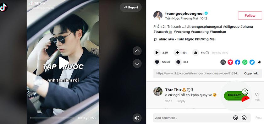 video đăng trên tiktok kèm hashtag xu hướng