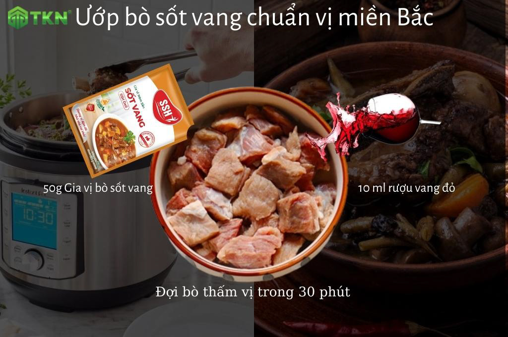 Công thức ướp bò sốt vang chuẩn vị miền Bắc