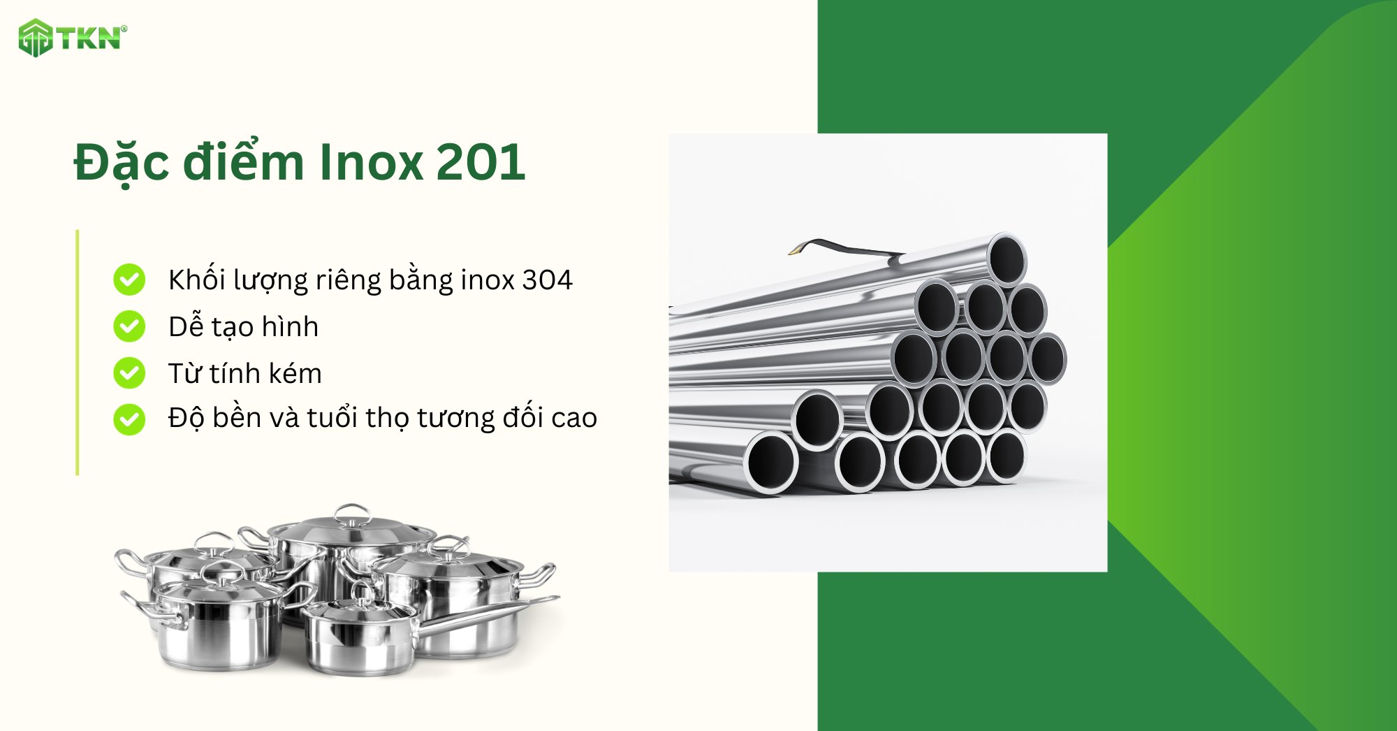 Các đặc điểm nổi bật của inox 201