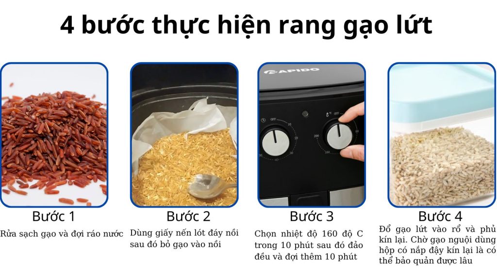 cách rang gạo lứt