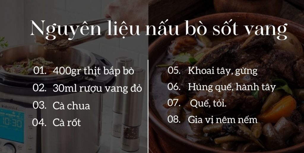 cách nấu bò sốt vang bằng nồi áp suất