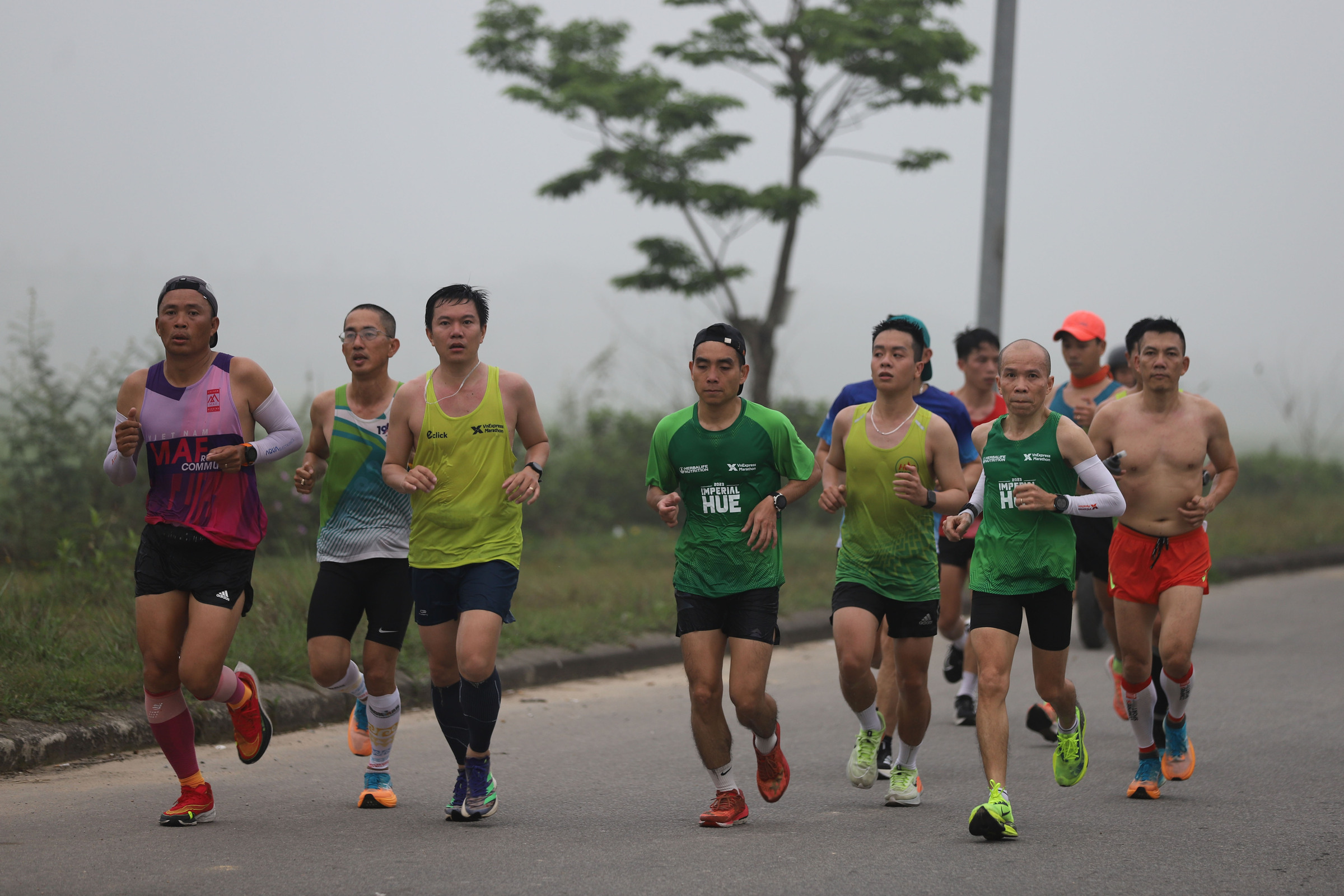 Runner chạy thử cung đường VnExpress Marathon Imperial Huế, năm 2023. Ảnh: Võ Thạnh