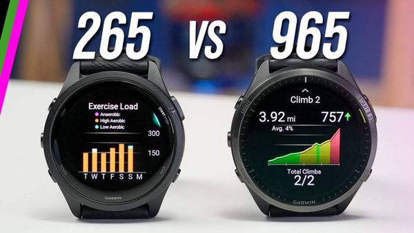 Kích thước và trọng lượng của đồng hồ chạy bộ Garmin Foerunner 965 nặng hơn Garmin Foerunner 265